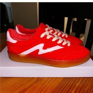 Madden Girl Red and White Sneakers